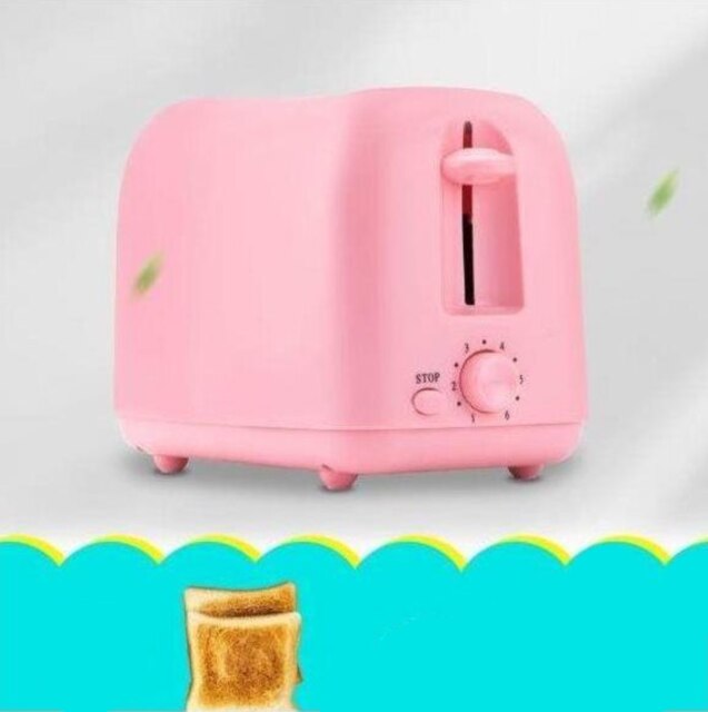 Breakfast Toaster Home Toaster Multi Function Mini Automatic Heating Bread Toaster Smiling Face Sandwich Machine: pink a