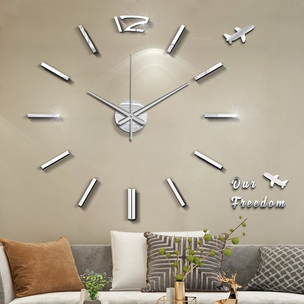 50cm 3D Wanduhr Moderne DIY Acryl Spiegel Aufkleber Uhr für Wohnzimmer Schlafzimmer Wohnkultur Große Stille elreloj Wandbild