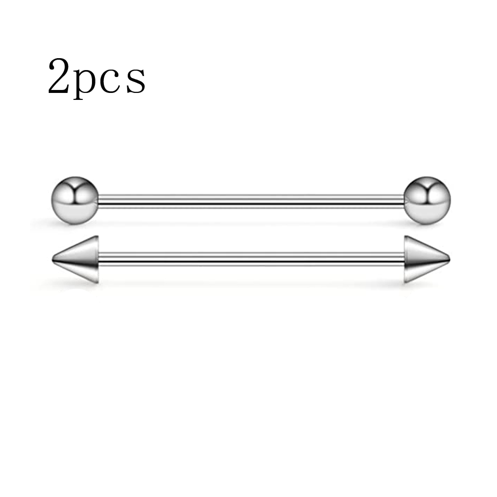 Bolas y púas de calibre 14, pendiente de cartílago de barra Industrial, joyería para Piercing corporal de 32mm, 35mm, 38mm, 40mm, paquete: Verde / Color amarillo dorado claro