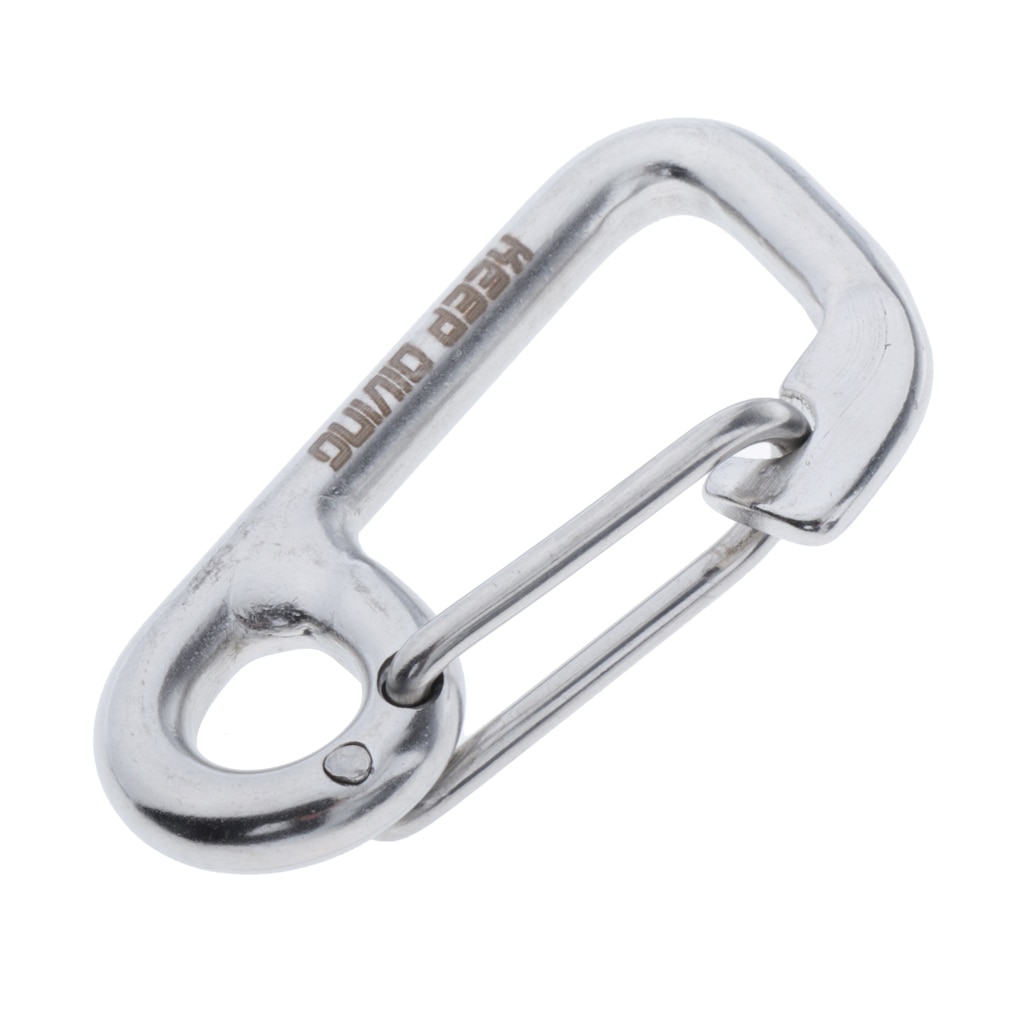 Rustfrit stål krog clip karabinhage låsering til dykning finger spole