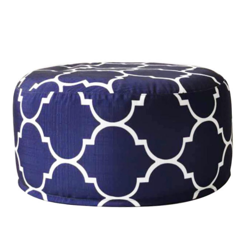 Inflatable Foot Stool Bean Bag Sofas Portable Round Foot Rest Pillow With Seat Cover Inflatable Foot Pad For Travel Home Office: Navy Blue
