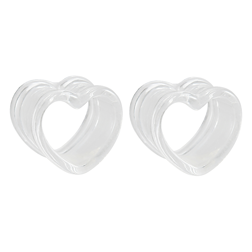 Acrylic Love Black White Heart shaped Hollow Transparent Ear Gauge Piercing Clear Ear Tunnel Ear Expander 4mm-25mm: Blue / Antique Bronze Plated