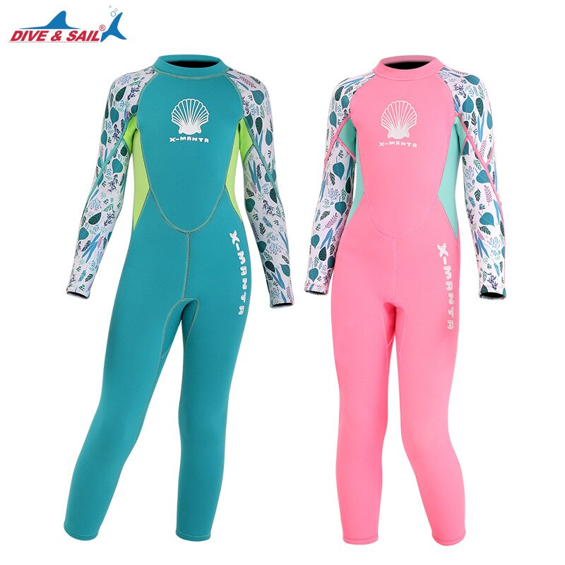 Traje de baño de una pieza para niños, bañador cálido de 2,5mm para invierno, traje de neopreno de manga larga a prueba de frío para surf, novedad