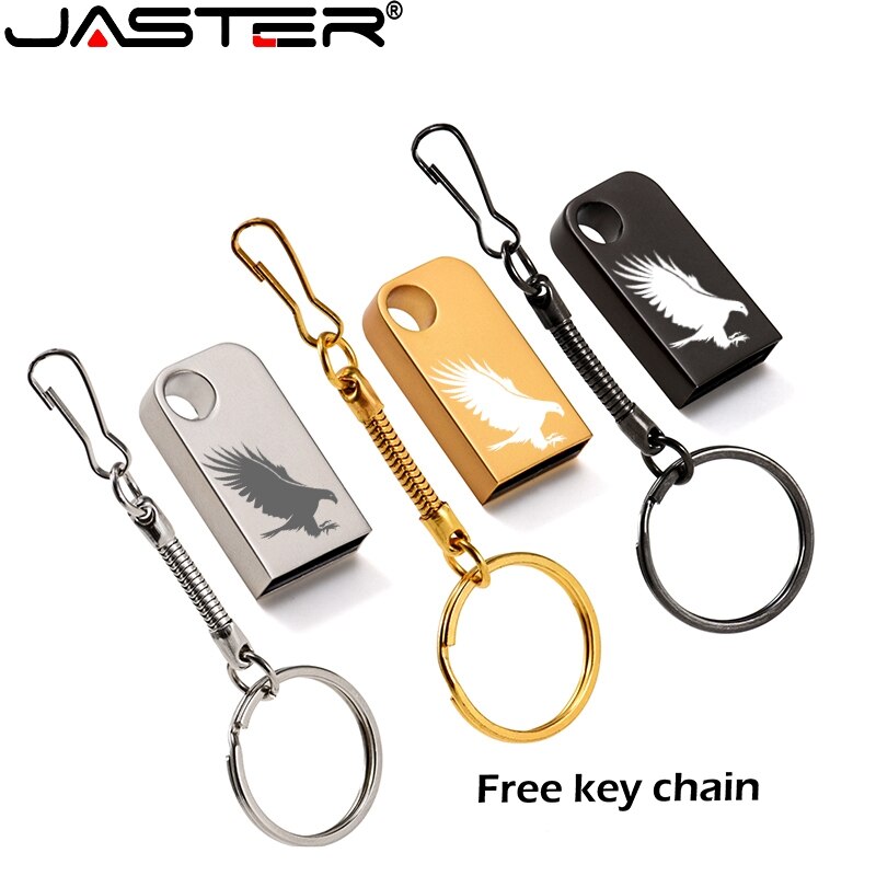 JASTER USB 2.0 metal belt chain gold silver black pen drive 4GB 8GB 16GB 32GB 64GB 128GB USB flash drive (over 10PCS free LOGO)