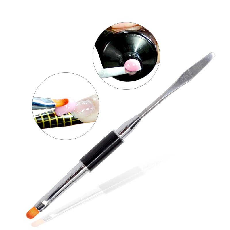Negle pensel maling pen franske negle akryl negle hård gelé uv gel 2 i 1 nail art 2 side venalisa poly negle gel brug: Sort