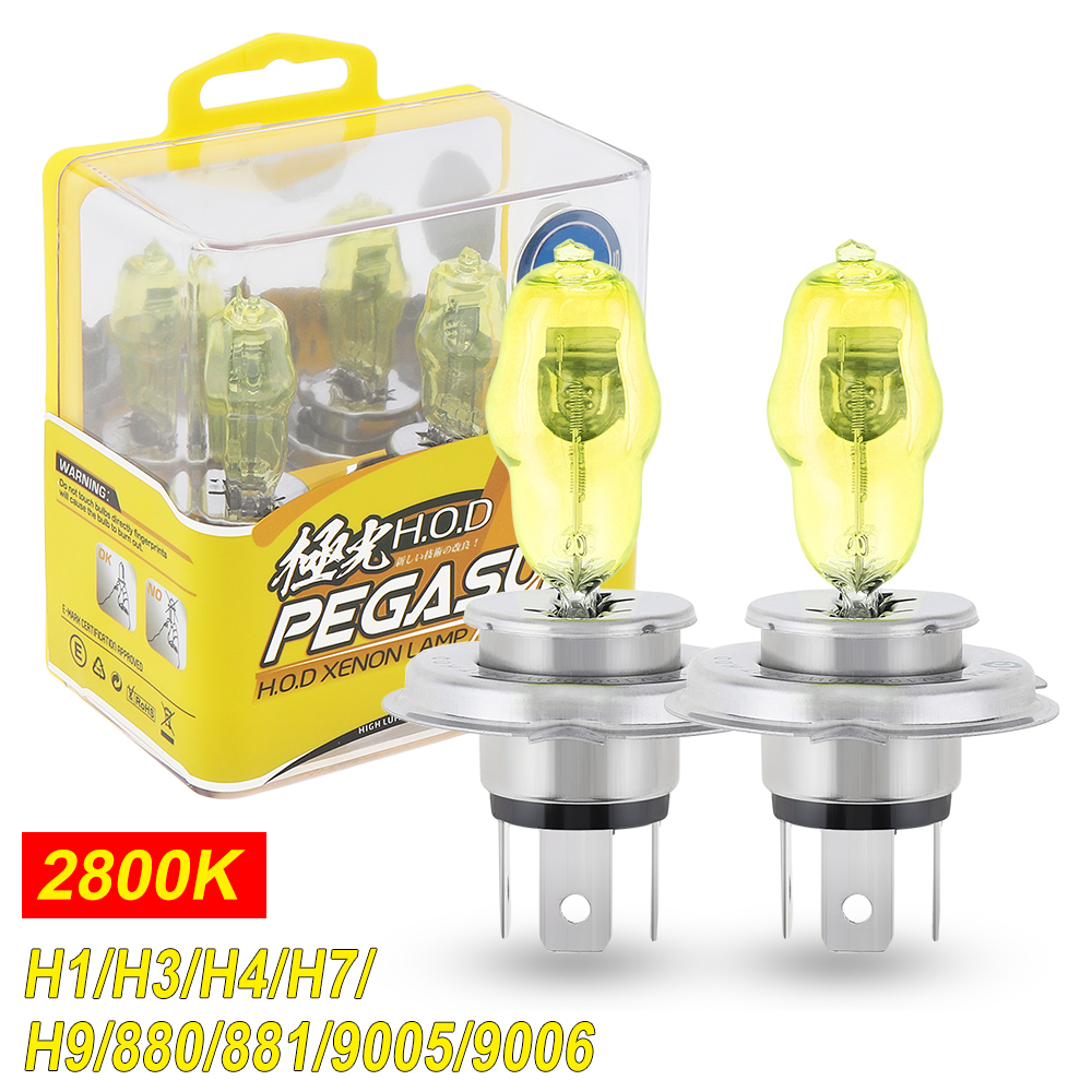 2 uds 3000LM 100W bombilla halógena para coche lámpara HOD 2800K luz amarilla faro delantero H1/H3/H4/H7/880/881/9005/9006