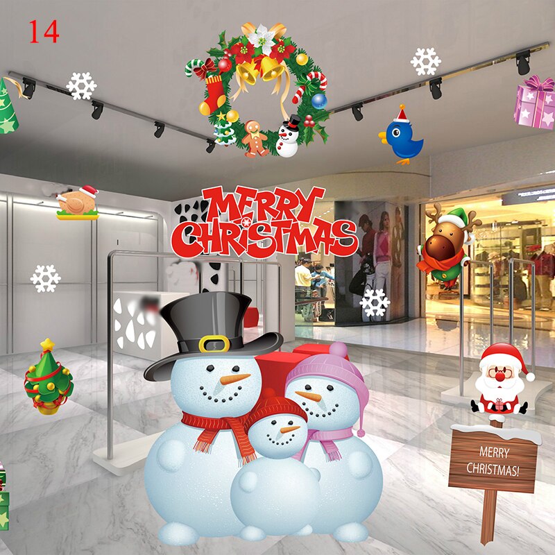 Pegatinas de Navidad de dibujos animados para escaparate de ventana, muñeco de nieve extraíble, de vidrio para decoración del hogar, pegatinas electrostáticas sin pegamento de PVC: 14