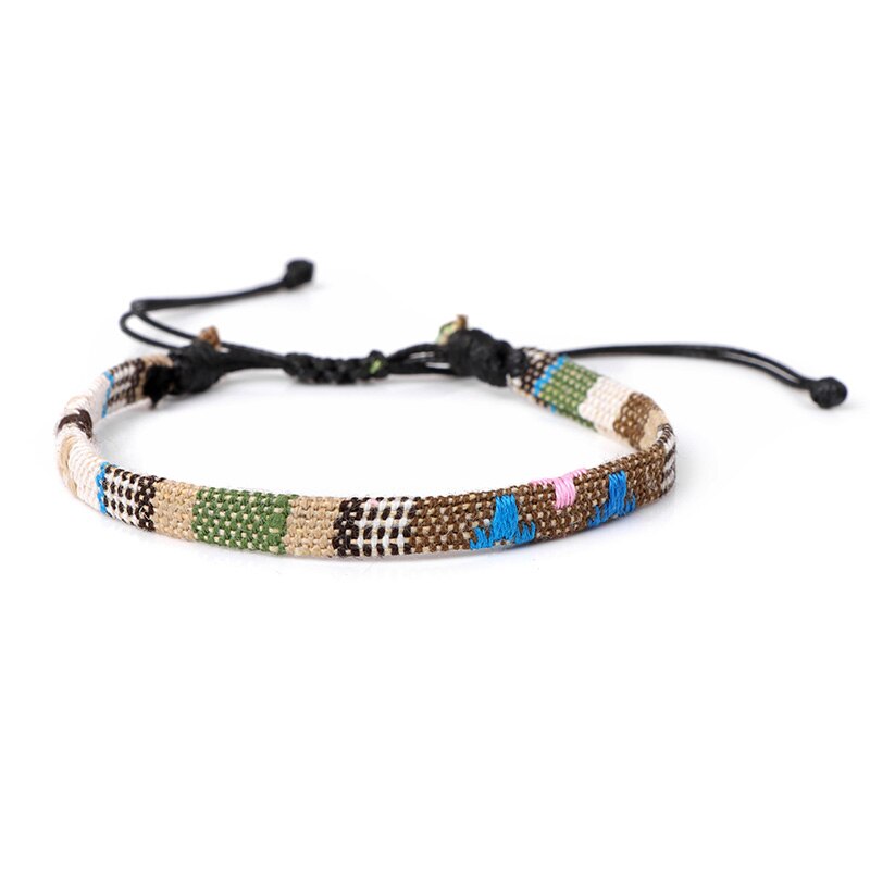 Pulseras tejidas coloridas bohemias para hombre y mujer, brazaletes ajustables trenzados de la suerte, joyería hecha a mano: Type 11