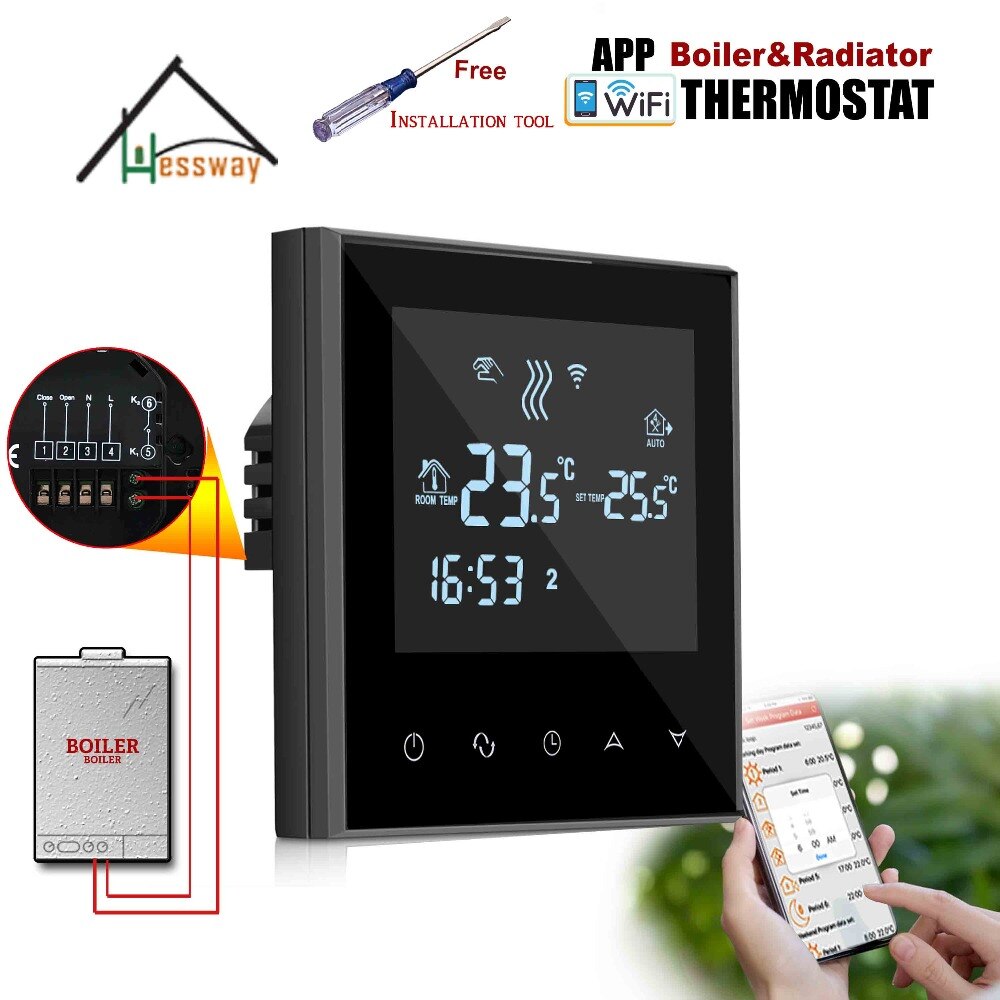 EU radiator thermostat WIFI boiler dry contac Linkage Controller for Underfloor Warm System