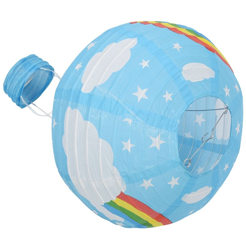 2 uds. Globo aerostático de papel de 12 pulgadas linterna pantalla techo decoración del banquete de boda, Arco Iris azul y arco iris blanco