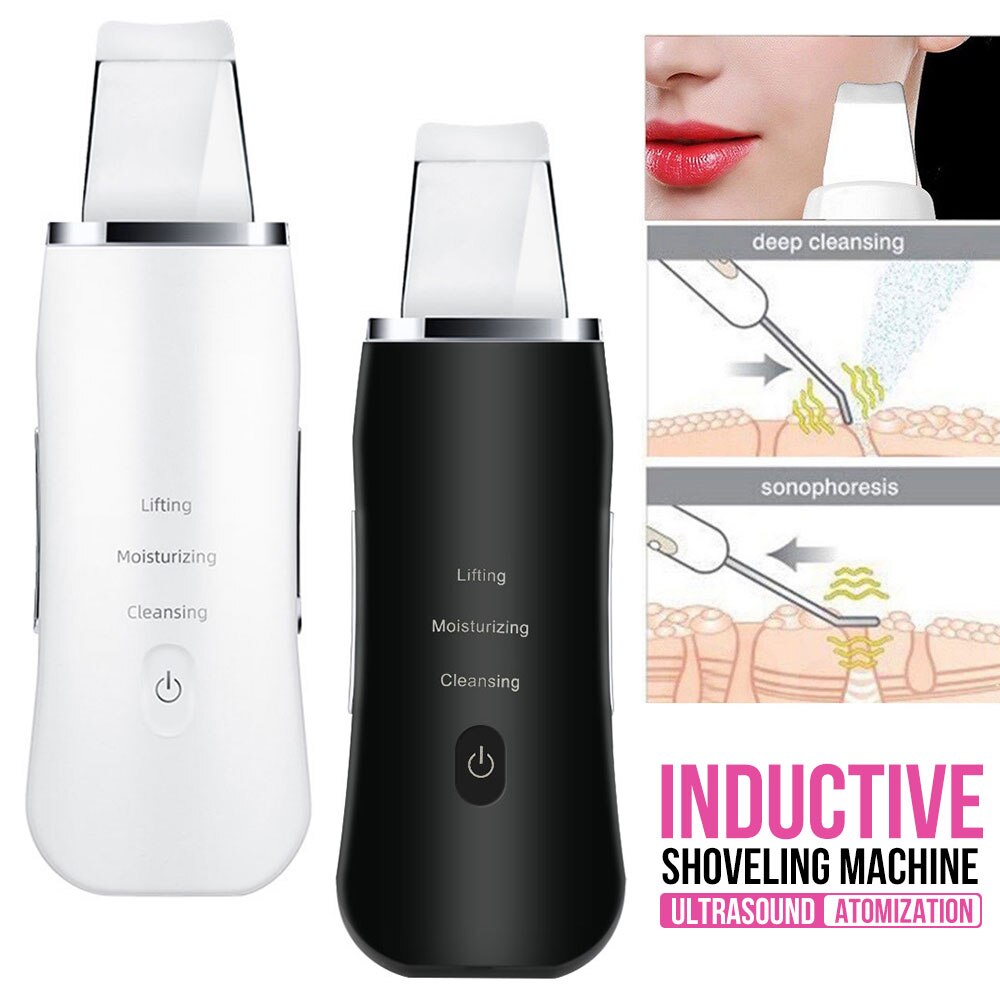 Ultrasonic Skin Scrubber Inductive Atomization Ion Deep Face Cleaning Peeling Face Vibration Remove Pore Blackhead Wrinkles