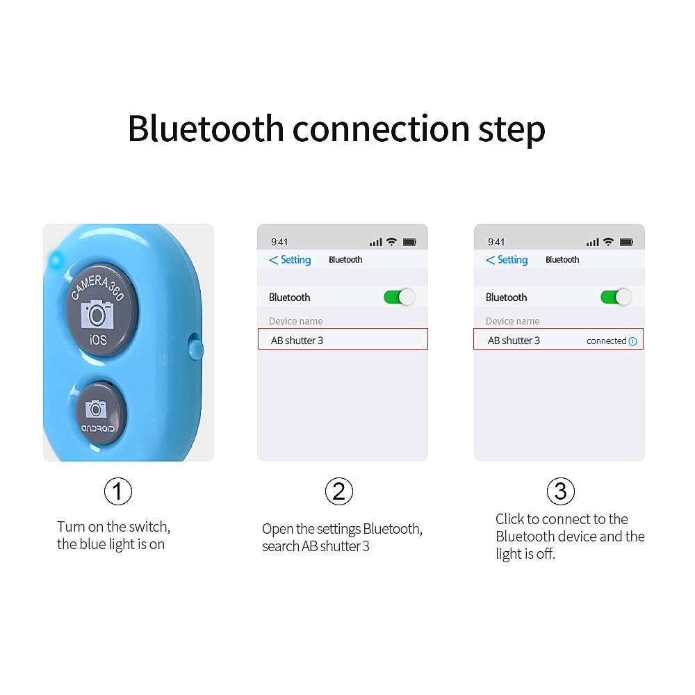 Tishric sem fio bluetooth obturador de controle remoto bluetooth auto temporizador para tripé do telefone móvel selfie vara controle remoto