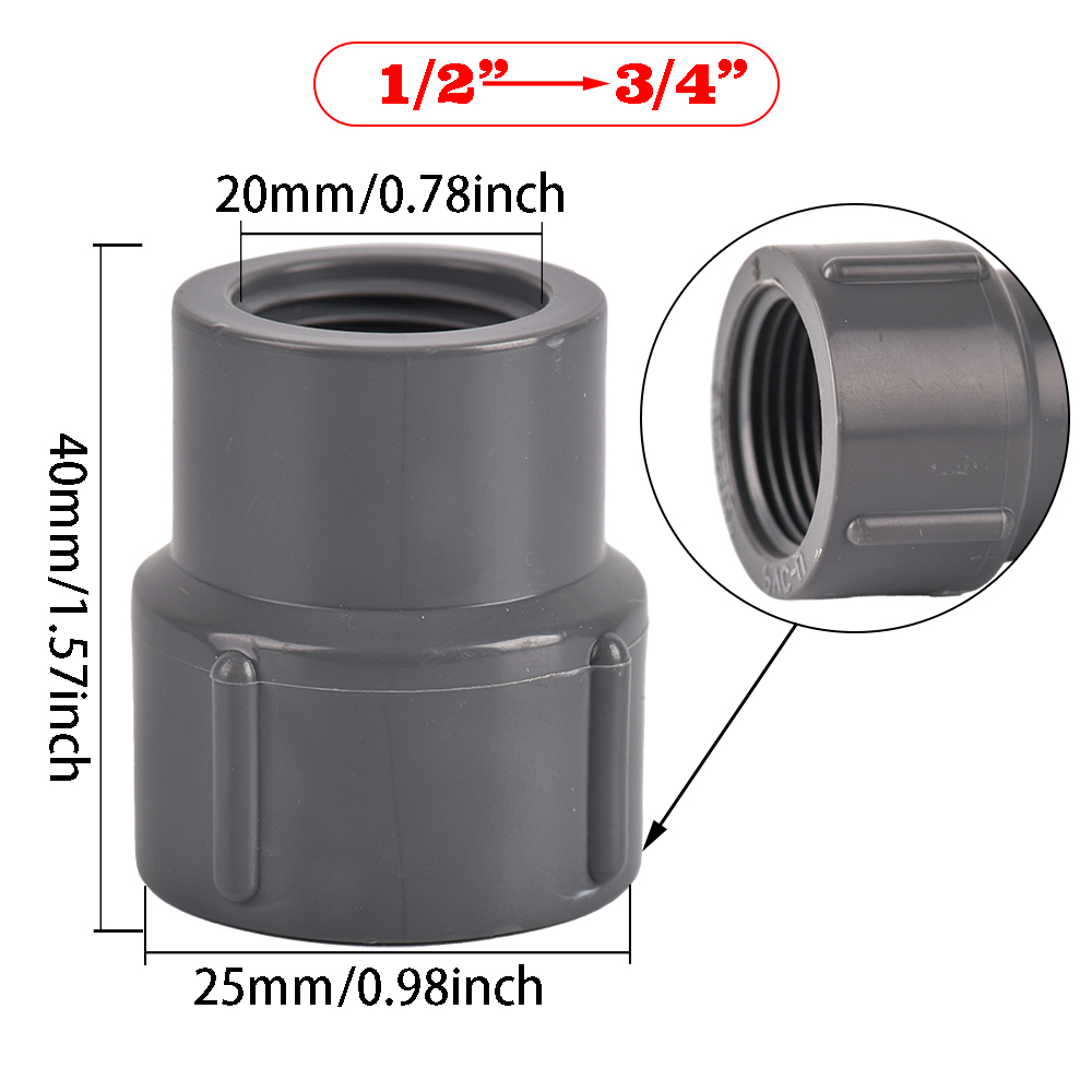 Plastic Hose Fitting Reducer Bushing M/F 1/2" 3/4" 1" BSP Male to Female change Coupler Connector Adapter: Red
