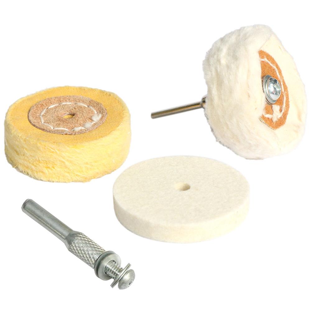 Cabezal de pulido de tela de algodón, rueda pulidora de fieltro de lana, mango de pulido de espejo de 3/6mm para accesorios de herramientas rotativas de taladro, 2 pulgadas, 50mm, 1 unidad