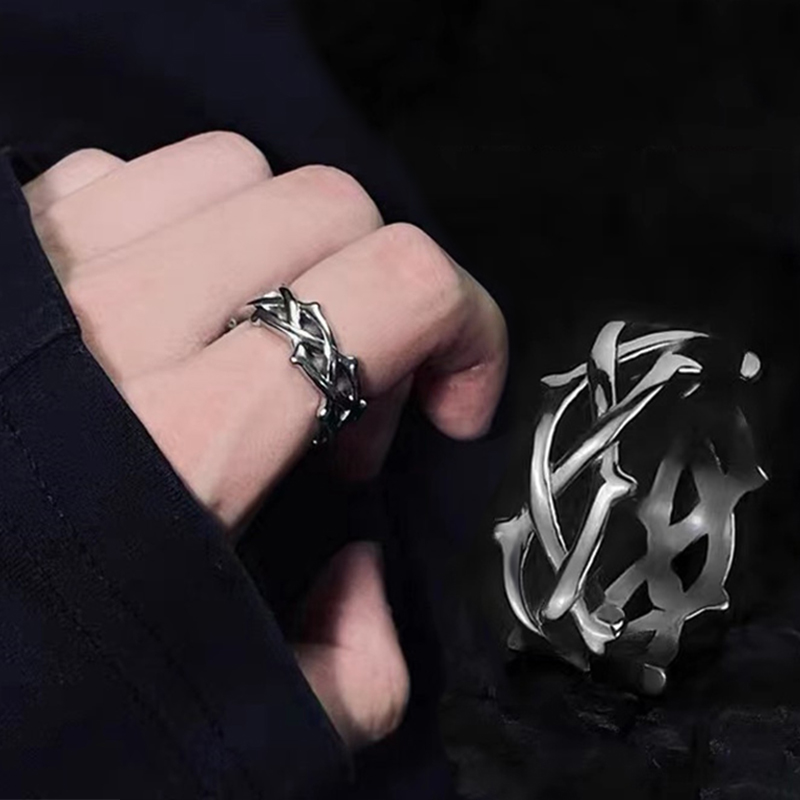 Anillos de espinas irregulares a la para pareja, anillo de dedo ajustable con personalidad Retro Hip-hop para hombres y mujeres, de joyería para amantes
