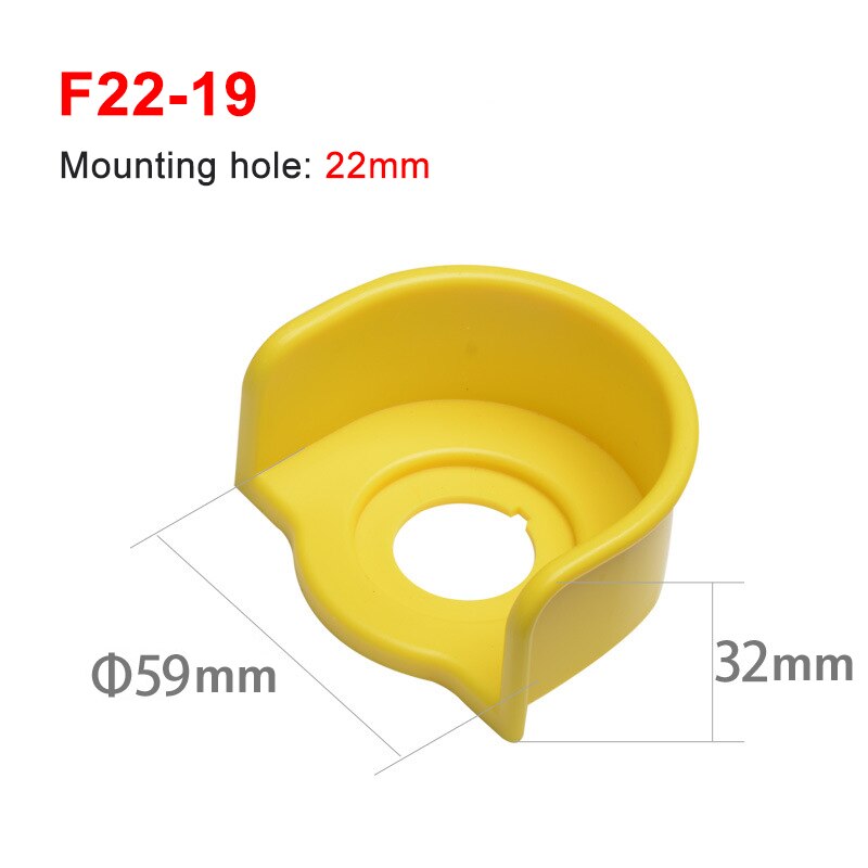 22mm yellow emergency stop button protection cover button switch emergency mushroom head protection seat protection cover ring: F22-19