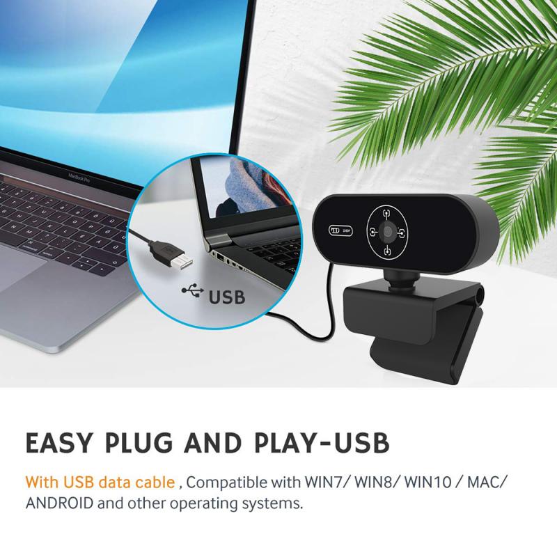 HD Webcam 1080P Auto/Manual Focus Web Camera With Microphone Live Video Conference Work USB Cam For PC Laptop Computer