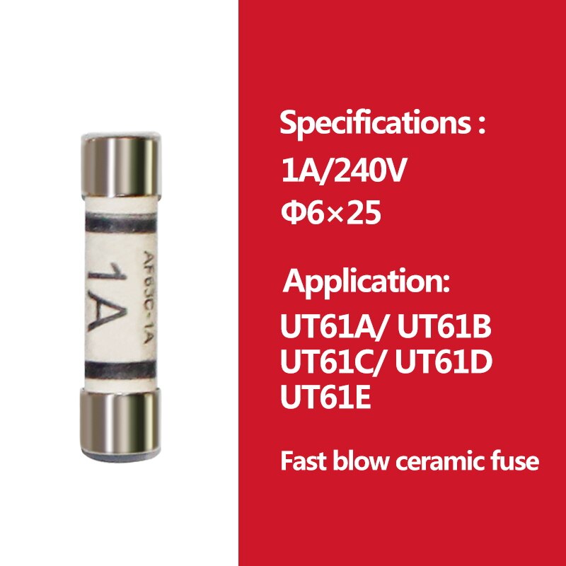 2 stücke UNI-T Patrone Fuse Flink Sicherung Porzellan Rohr Für Uni-t Multimeter UT61 UT139 UT890 UT39 UT105 UT171 Serie: 1A 240V