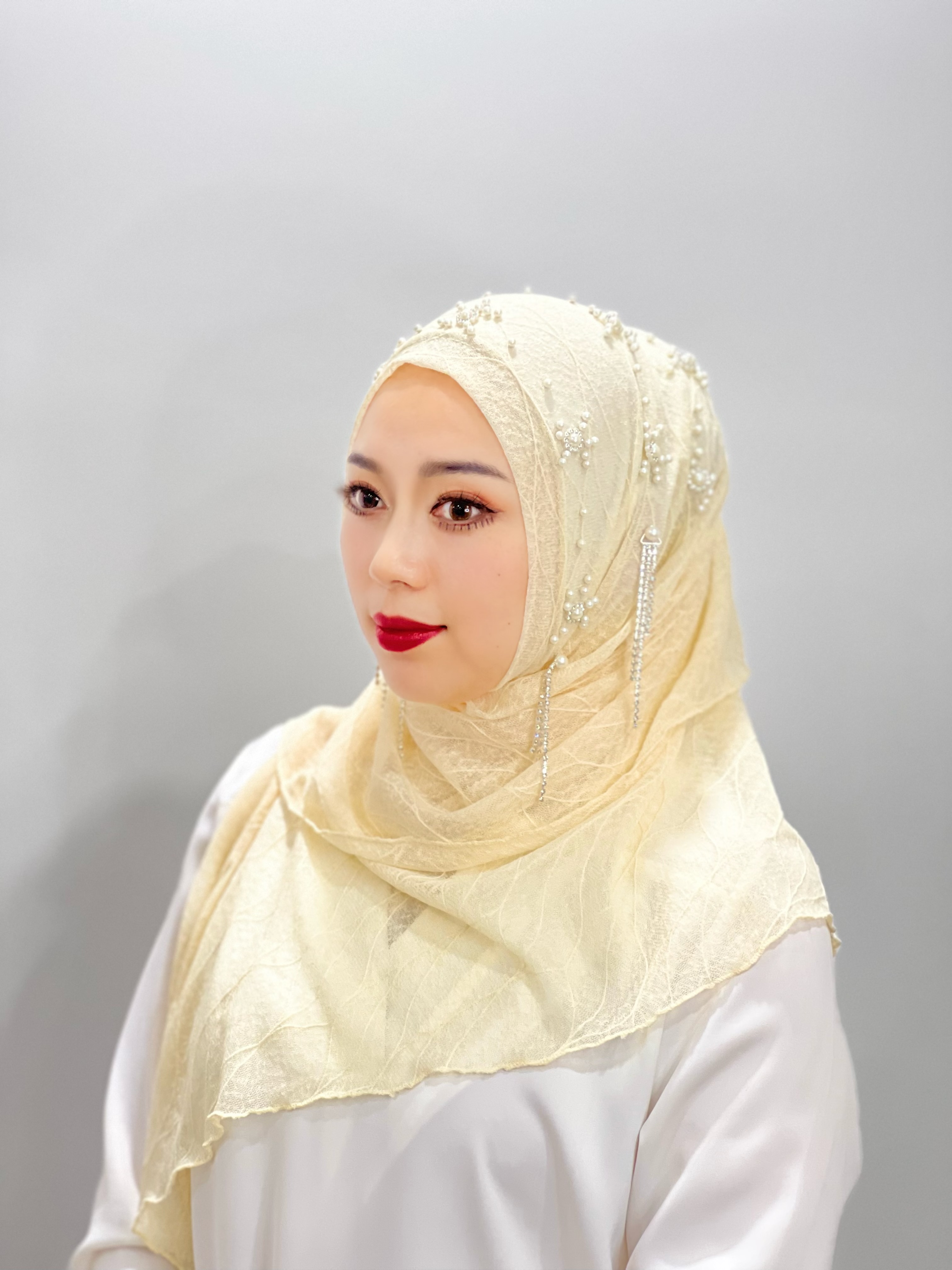chapeau africain femme epingle hijab voile chretien Hijab à pampilles florales islamiques, Hijab Abaya, Texture de feuilles perlées, écharpe pour femmes, bandeau musulman, châle instantané, turquie: Or