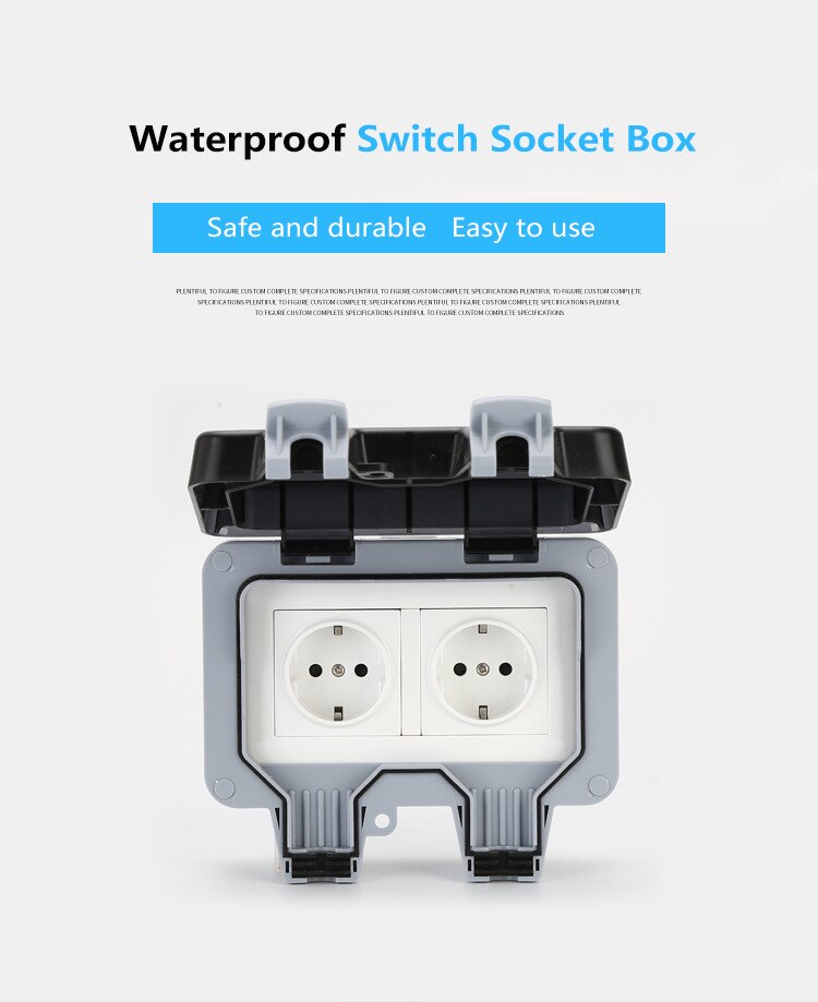 ! IP66 Outdoor Waterproof Socket Bathroom Wall Splash-proof Outdoor Rainproof Socket European Standard (European Standard)