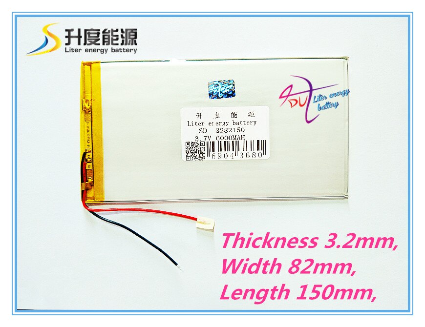 1PCS Good Qulity 3.7V 6000mAH(Real 5900mAh) Li-ion battery for V88, V971, M9 Tablet PC, 3.2*82*150mm