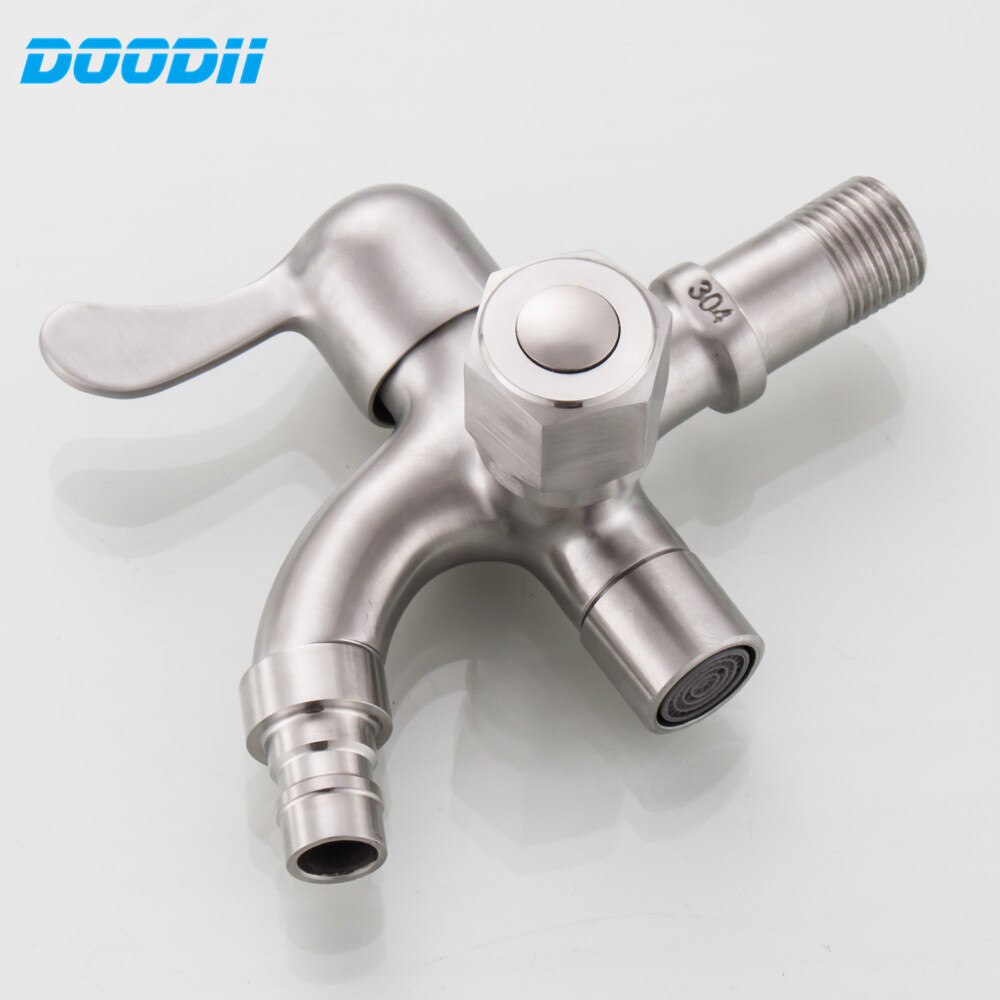 Doodii 304 Stainless Steel Washing Machine Faucet Double Use Bibcock Laundry Mop Pool Tap Dual Handles Washing Machine Taps
