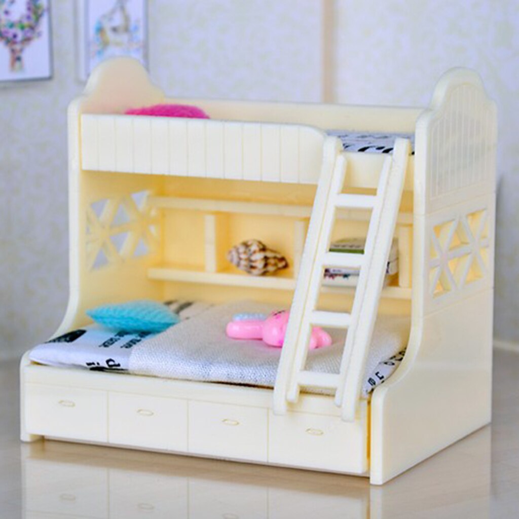 1/12 Dollhouse Miniature Furniture Bunk Bed Double Bunk Bedroom Accessory #1