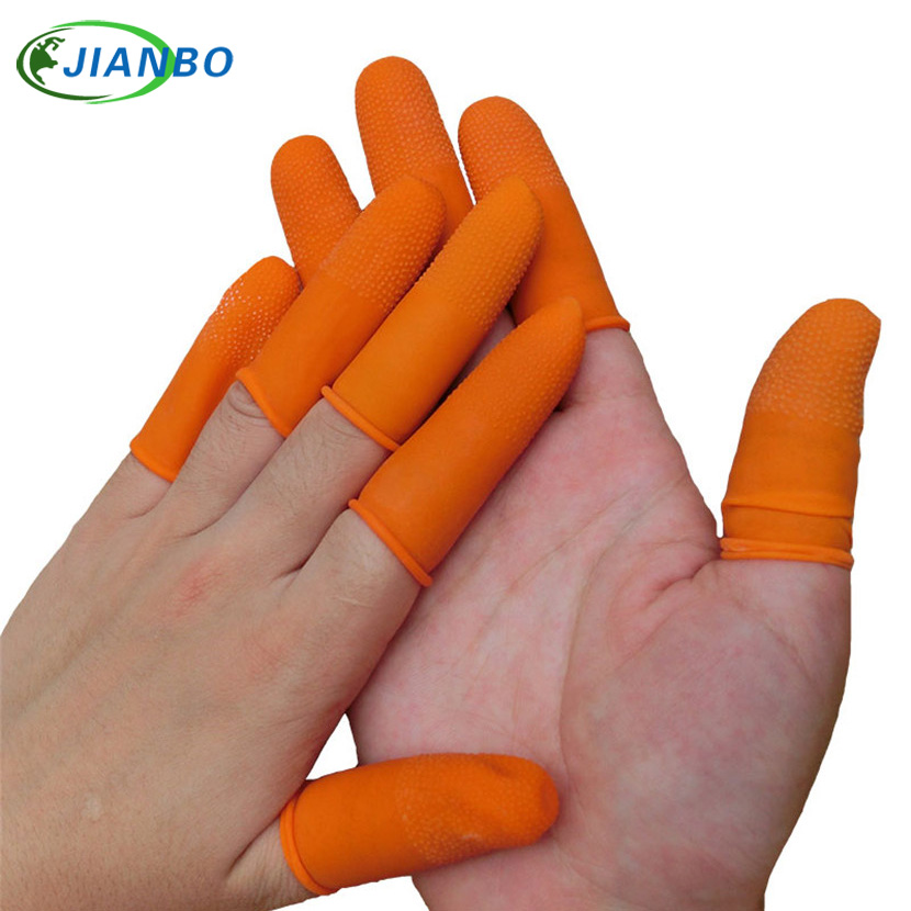 Gants pour doigt en Latex, 100 pièces, gant en caoutchouc antidérapant Orange, pour comptage, travail de comptage, couvertures d'ongles, couvertures de protections, vêtements antistatiques