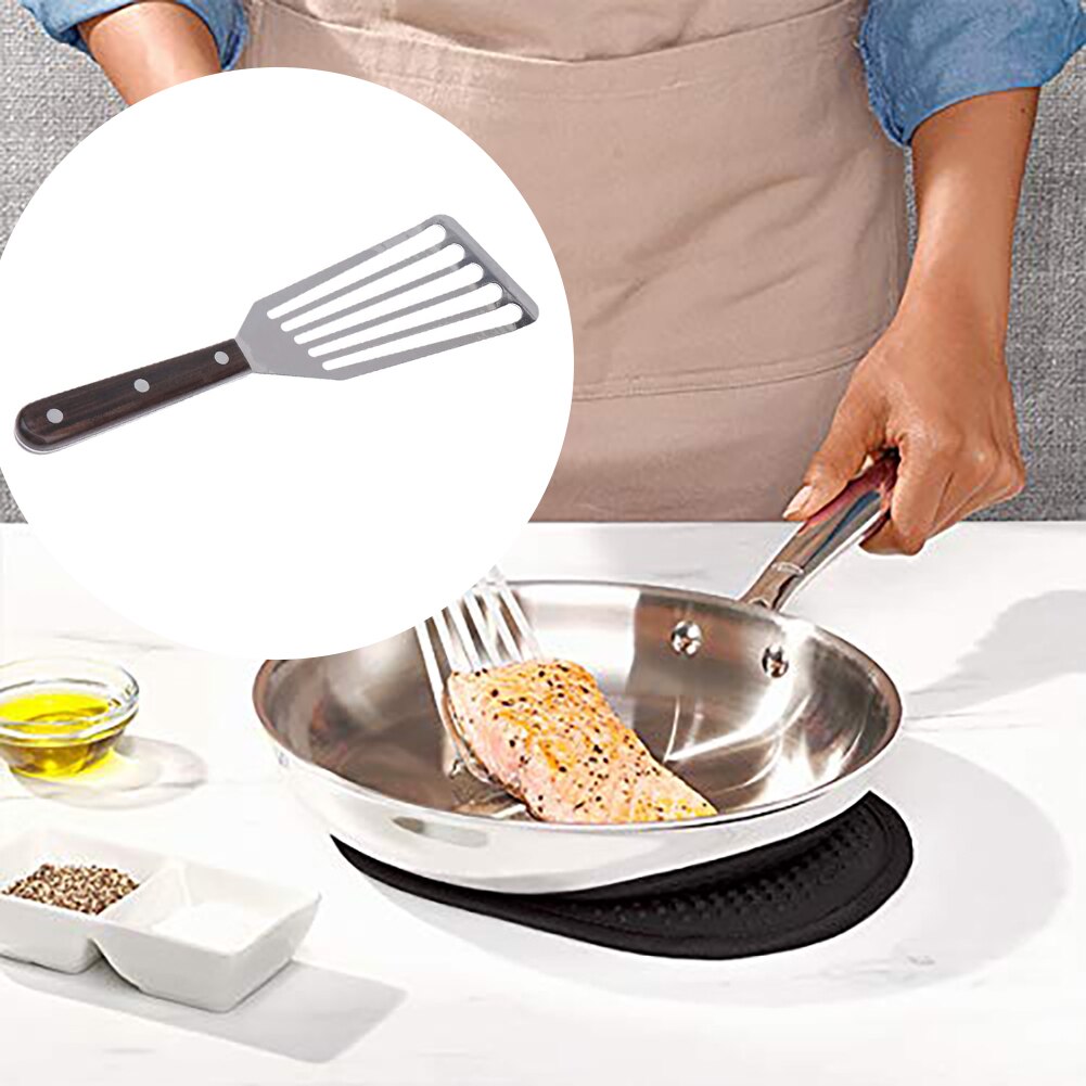 Fish Turner Set Fish Spatula With Wooden Handle Stainless Steel Fish Slice For Cooking Slotted Spatula Turner Cookware For BBQ