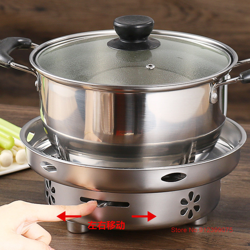 24Cm Kleine Pot Alcohol Heater Rvs Outdoor Bbq Camping Winddicht Kookgerei Kachel Hotel Buffet Calorifier