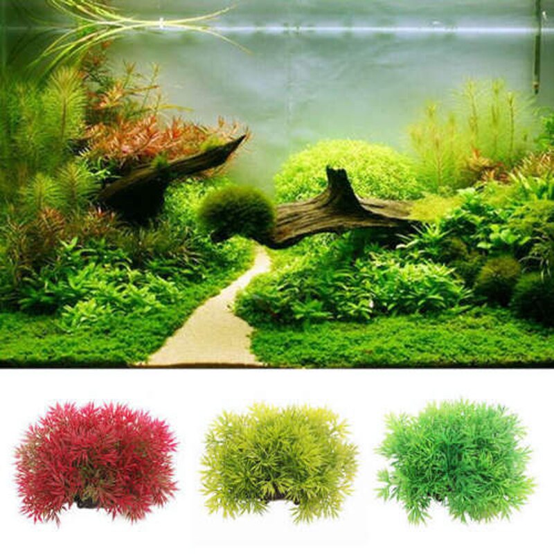 Fish tank landscaping simulation aquatic plants plastic short and wide plants simulation aquarium fish tank decoration ornaments