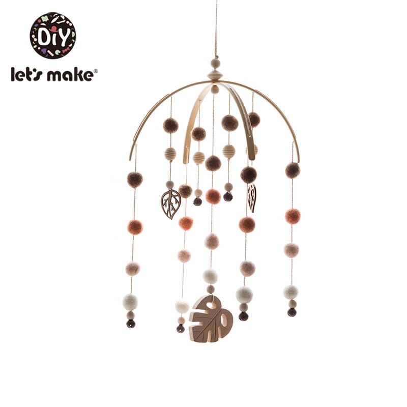 Let's Maken Houten Baby Bed Speelgoed Wieg Mobiele Baby Kamer Kinderwagen Muziek Baby Vilt Wol Bal Rammelaars Houten Bijtring speelgoed: Leaf Set