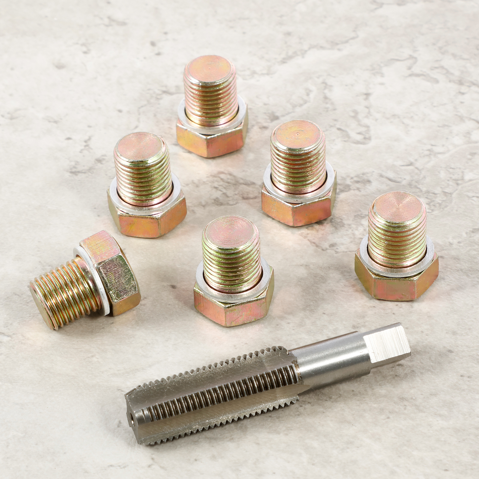 M15 x 1,5 mm Ölablassschraube, Gewinde-Reparatursatz, tragbare Ölwanne, Ablaufstopfen-Reparatur mit Aluminiumdichtungen für Autos, Ölpfannen