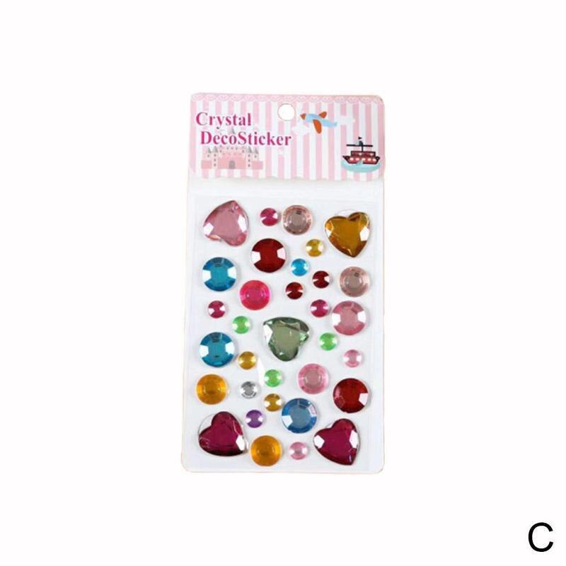 Pegatinas de diamantes de imitación 3D DIY para niños, decoraciones tridimensionales de coche de cristal acrílico, pegatinas de ordenador para Álbum de niños U2I3: C