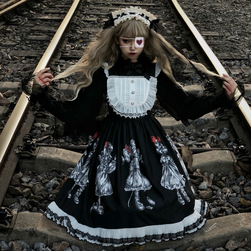 Goottilainen lolita mekko dark angel series high low lolita jsk mekko by soufflesong kawaii retro tumma japanilainen