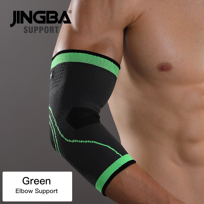 JINGBA SUPPORT Sports protective gear 1PCS Nylon basketball knee protector +wristband Support+ankle support+Elbow pads+hand guar: Green Elbow support