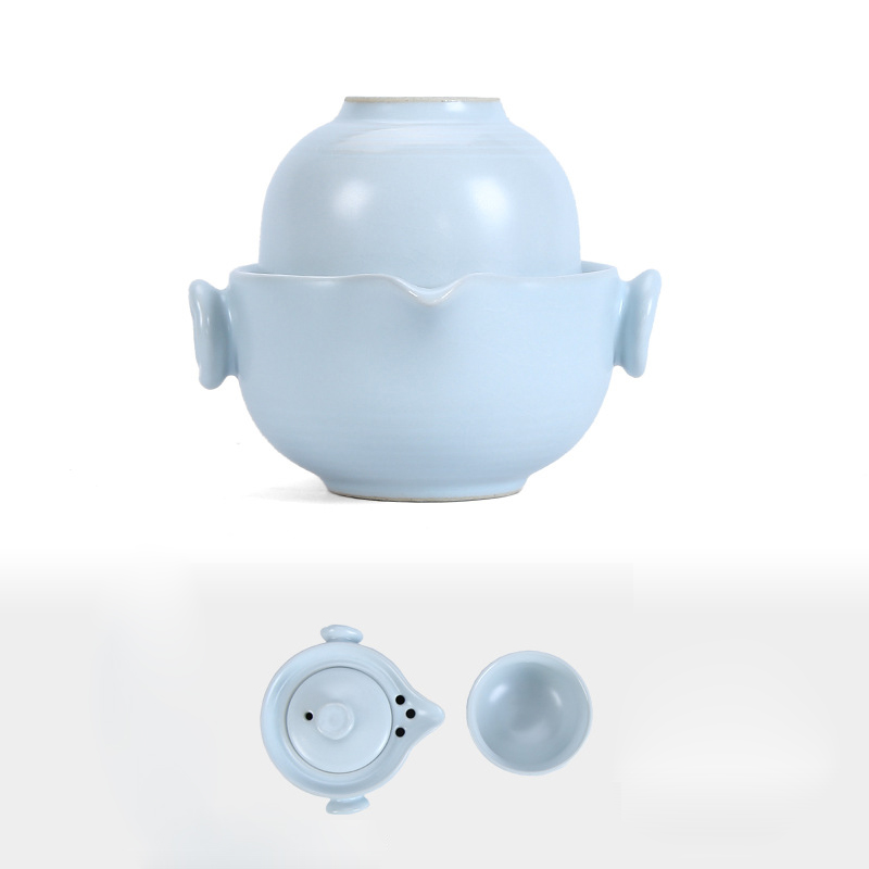 Ceramic portable travel Tea set Include 1 Pot 1 Cup, fast passenger cup gaiwan,Beautiful and easy teapot kettle,kung fu teaset: 03