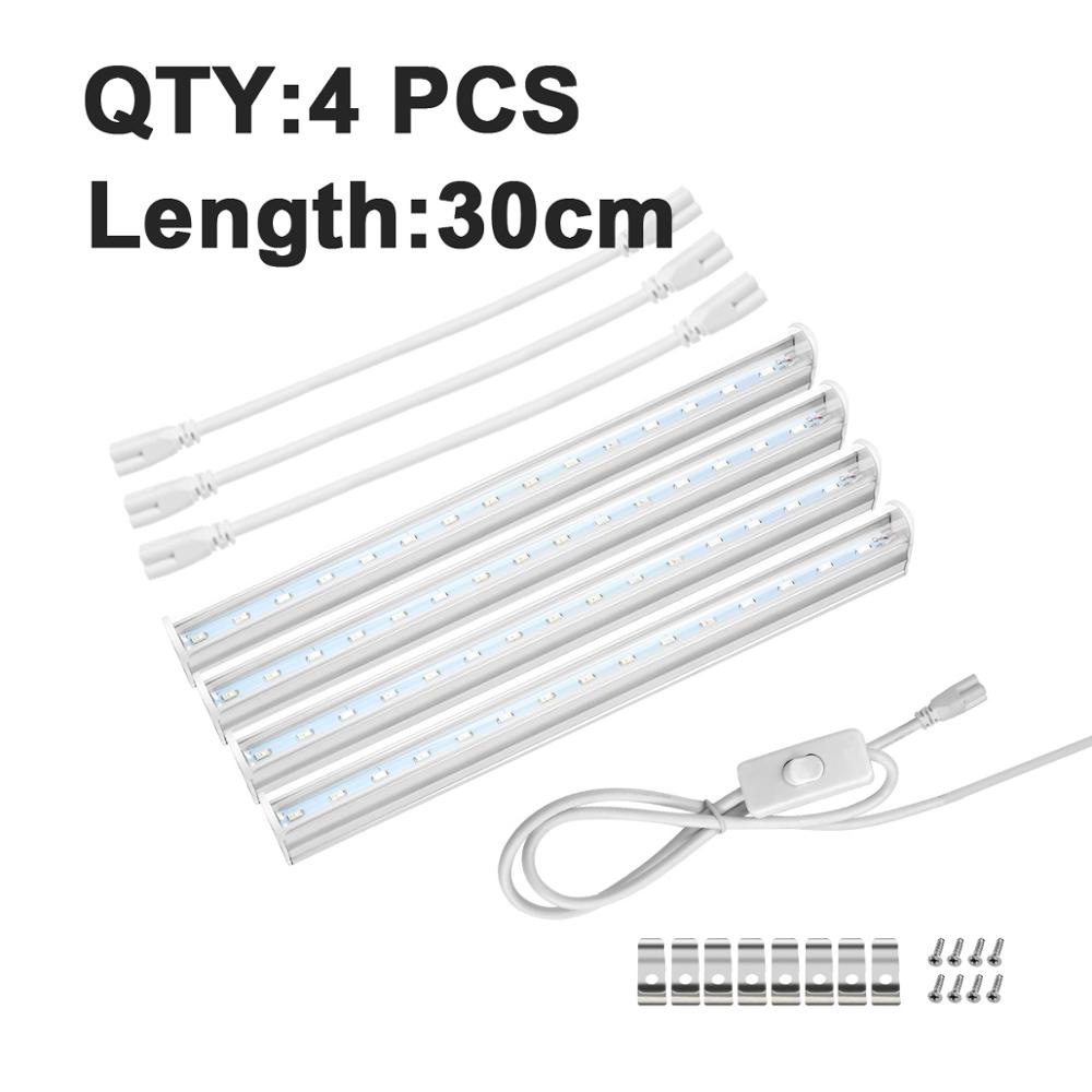 T5 LED Grow Light Tube 30cm 57cm Full Spectrum LED Lamp For Indoor Tent Plant Lighting Hydroponic System Phytolamp Growing Lamp: 4 Piece 30cm / EU Power Plug