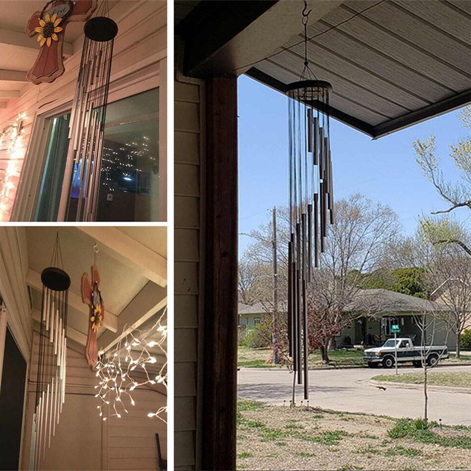 VOGVIGO 18 Tubes Wind Chime Bells Hanging Living Bed Lucky Pendant Solid Wood Home Decoration Crafts Garden Deocr