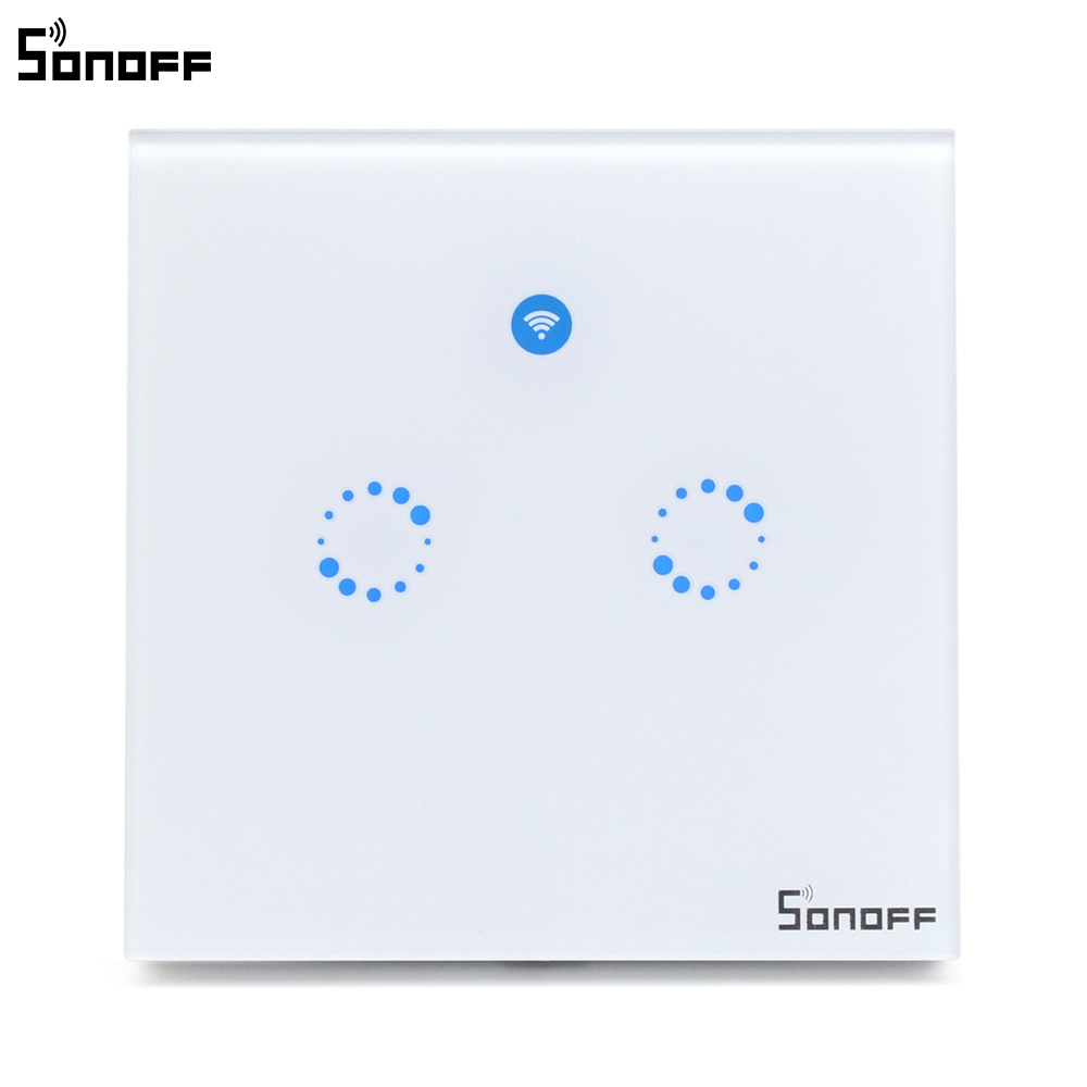 Sonoff – interrupteur mural intelligent T1, wi-fi, RF/APP/tactile, panneau de Type 86, pour maison connectée, 1/2/3 boutons