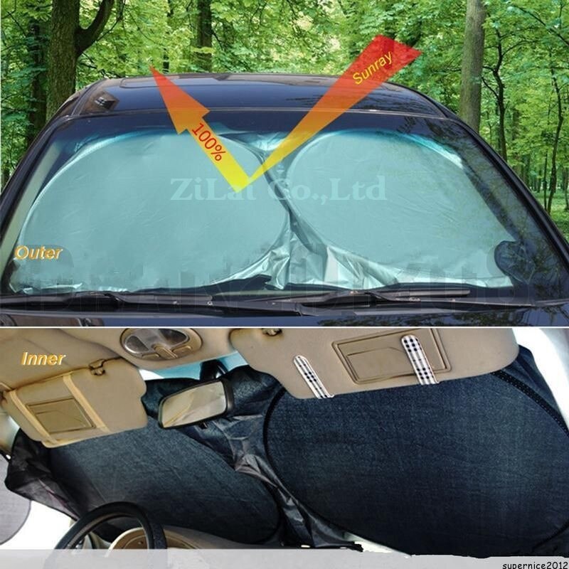 Lmodri Car Voorruit Zonnescherm Auto Voorruit Visor Cover Block Zonnescherm Opvouwbare Cover 142*67 Cm