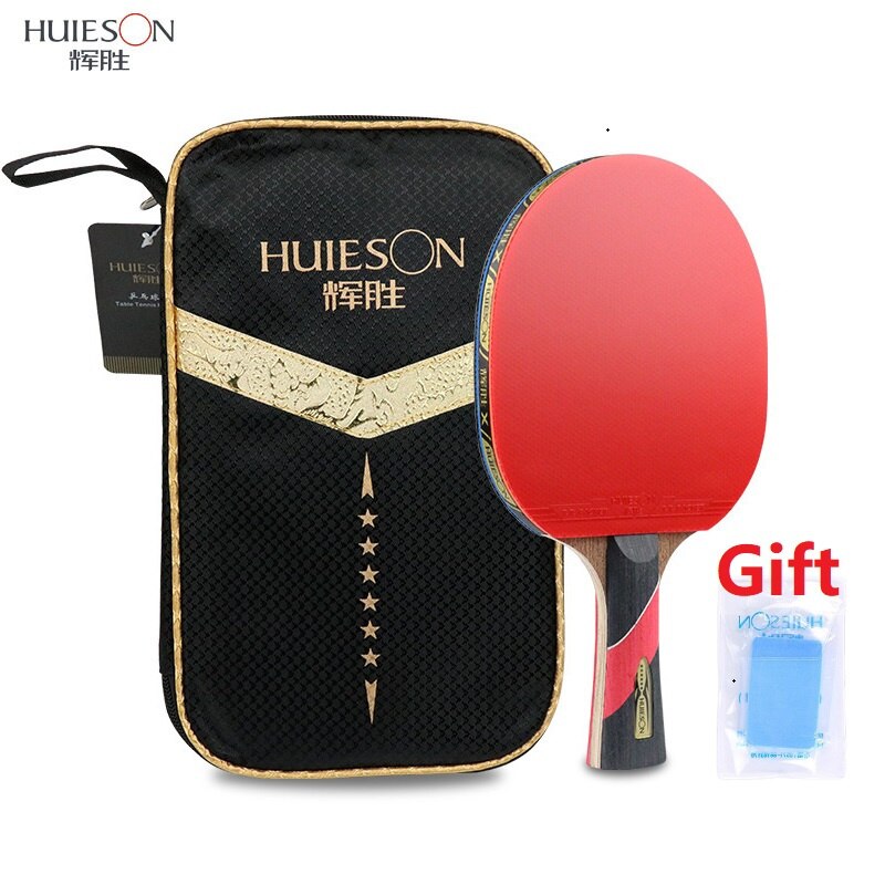 Huieson 4/5/6 Sterren Tafeltennis Rackets Dubbele Puistjes-In Rubber Beroep Training Krachtige Ping Pong Paddle Bat met Zak