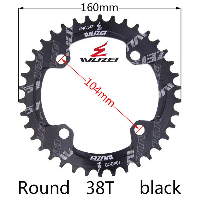 Wuzei 104 bcd crown mtb monoplates kettingblad mountainbike kettingblad 36 34 32 38 40 42 30 tanden fiets smal breed tandwiel: Paars