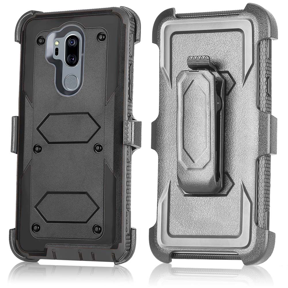Voor lg  g7 thinq  / g7+ g710em robuuste, robuuste hoes met riemclip, holsterhoes, anti-beschermende harde achterkant voor lg  g7