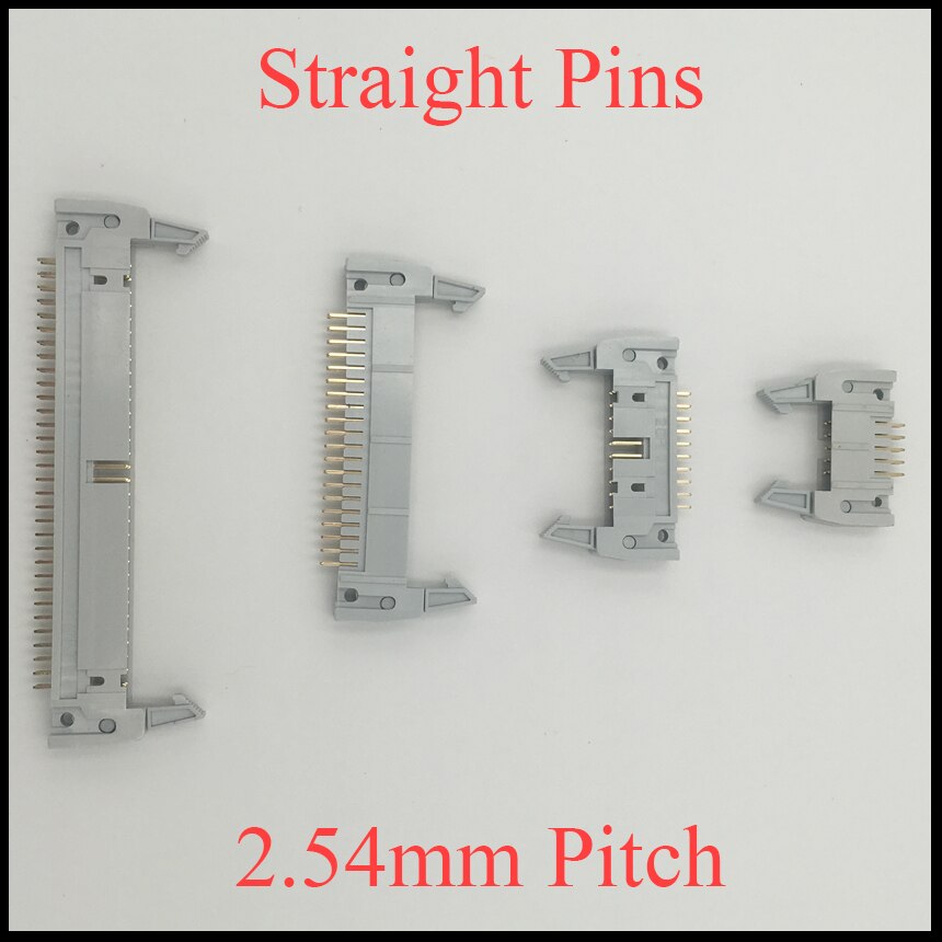 DC2 10P 14P 16P 26P 2.54mm Pitch Right Angle Straight Ejector Header Connector Male PCB IDC Horn Socket Box