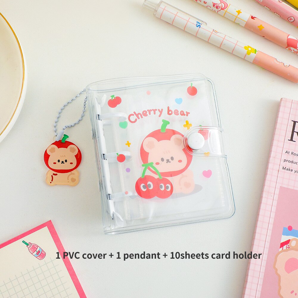 3Holes Mini PVC Loose Leaf Diary Transparent Pocket Small Journal Traveler Notebook Cute Cartoon DIY Planner Set: new white set
