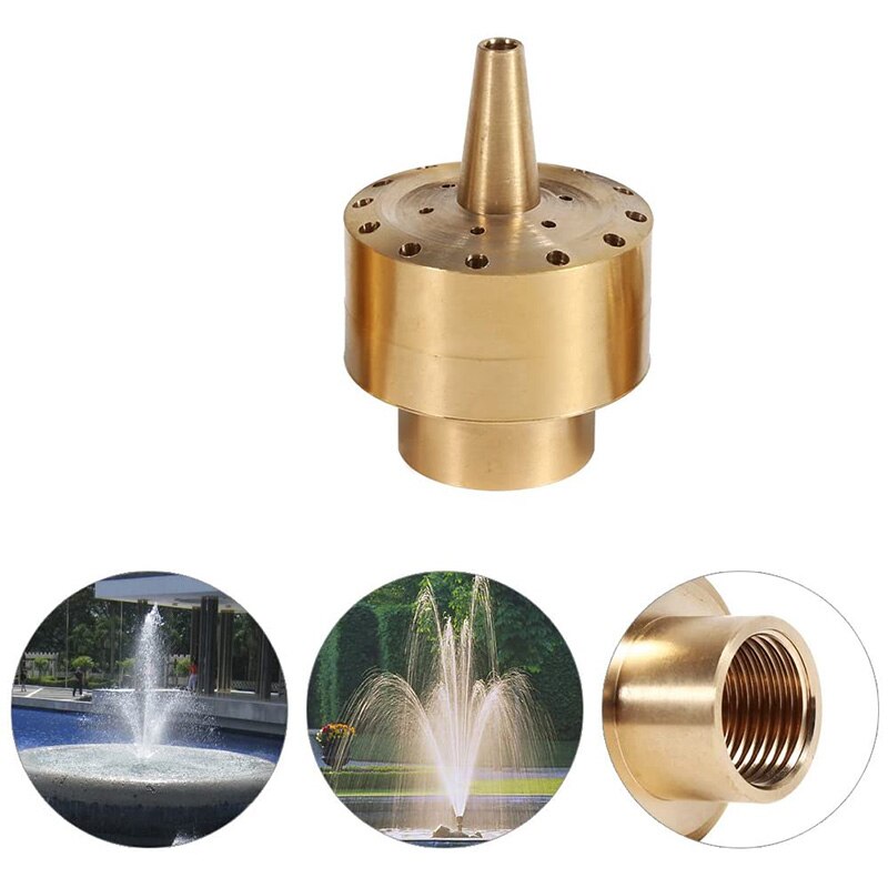 Fountain Nozzle Heads,Brass Column Multi Direction Jet Pond Fountain Water Spray Sprinkler Head Garden(3/4 inch)