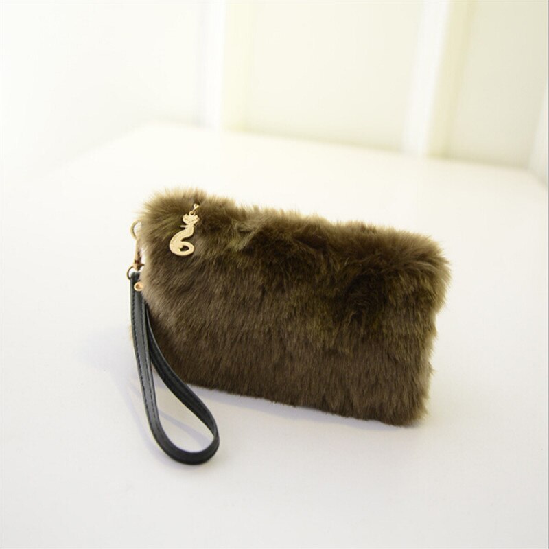 Sacs à main en fausse fourrure pour femmes, portefeuille de pour dames, sac à main pour fête de mariage, sacs de soirée