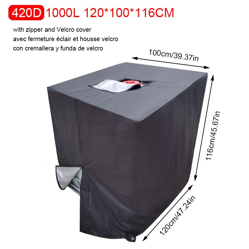 1000L Outdoor Ibc Watertank Cover 210D/420D Oxford Doek Ibc Container Cover Waterproof Zonnebrandcrème Water Tank Protector Cover: 420D 120X100X116cm