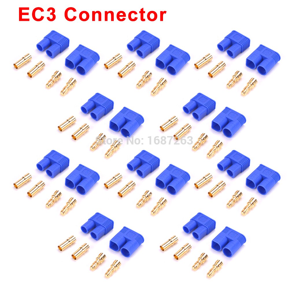 10 Pairs XT30 XT30U XT60 XT60H XT90 EC2 EC3 EC5 T Plug Battery Connector Set Male Female Gold Plated Banana Plug for RC Parts: 10pairs EC3